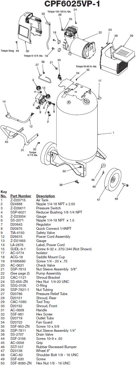 Devilbiss CPF6025VP-1 Compressor Breakdown